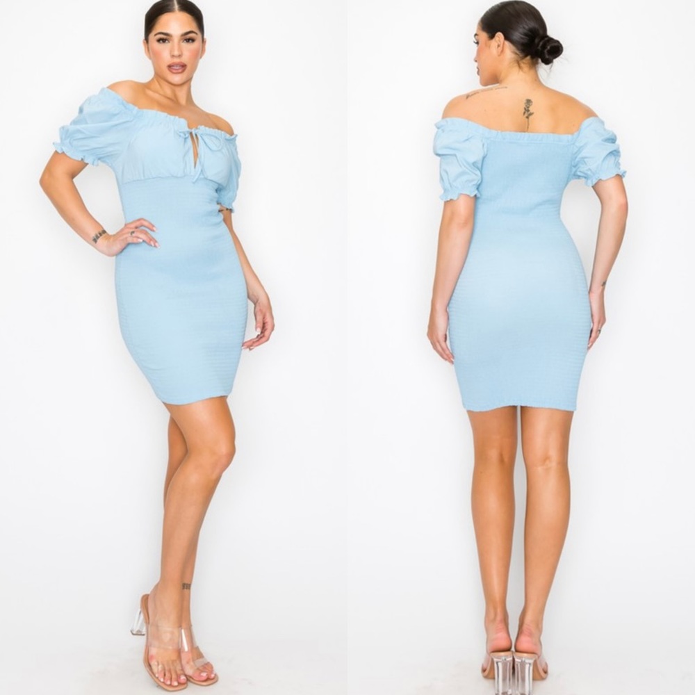 Smocked off the shoulder dress